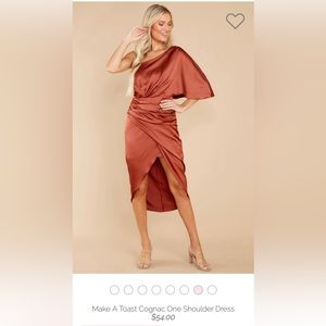 NWT - Make A Toast Cognac One Shoulder Dress - Red Dress Boutique